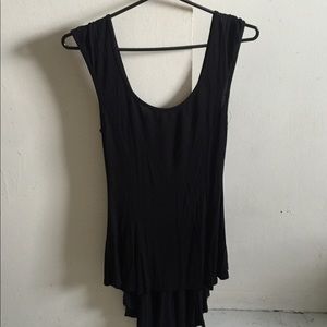 Black fancy fitted flared bagging low cut back